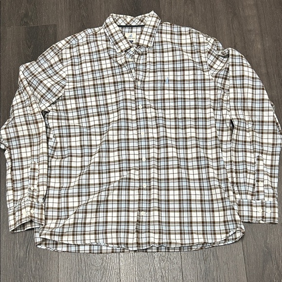johnnie-O Other - Johnnie-O Men's Brown and Blue Plaid Long Sleeve Shirt